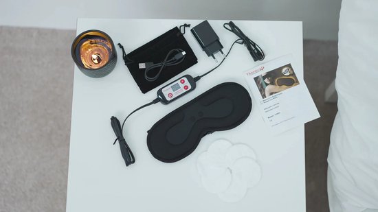 Verwarmd oogmasker met temperatuurregelaar aan de kabel